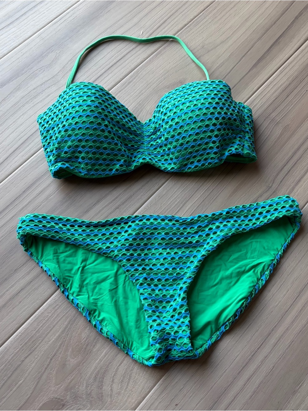 Sea Folly Women’s Green Textured Bikini Set